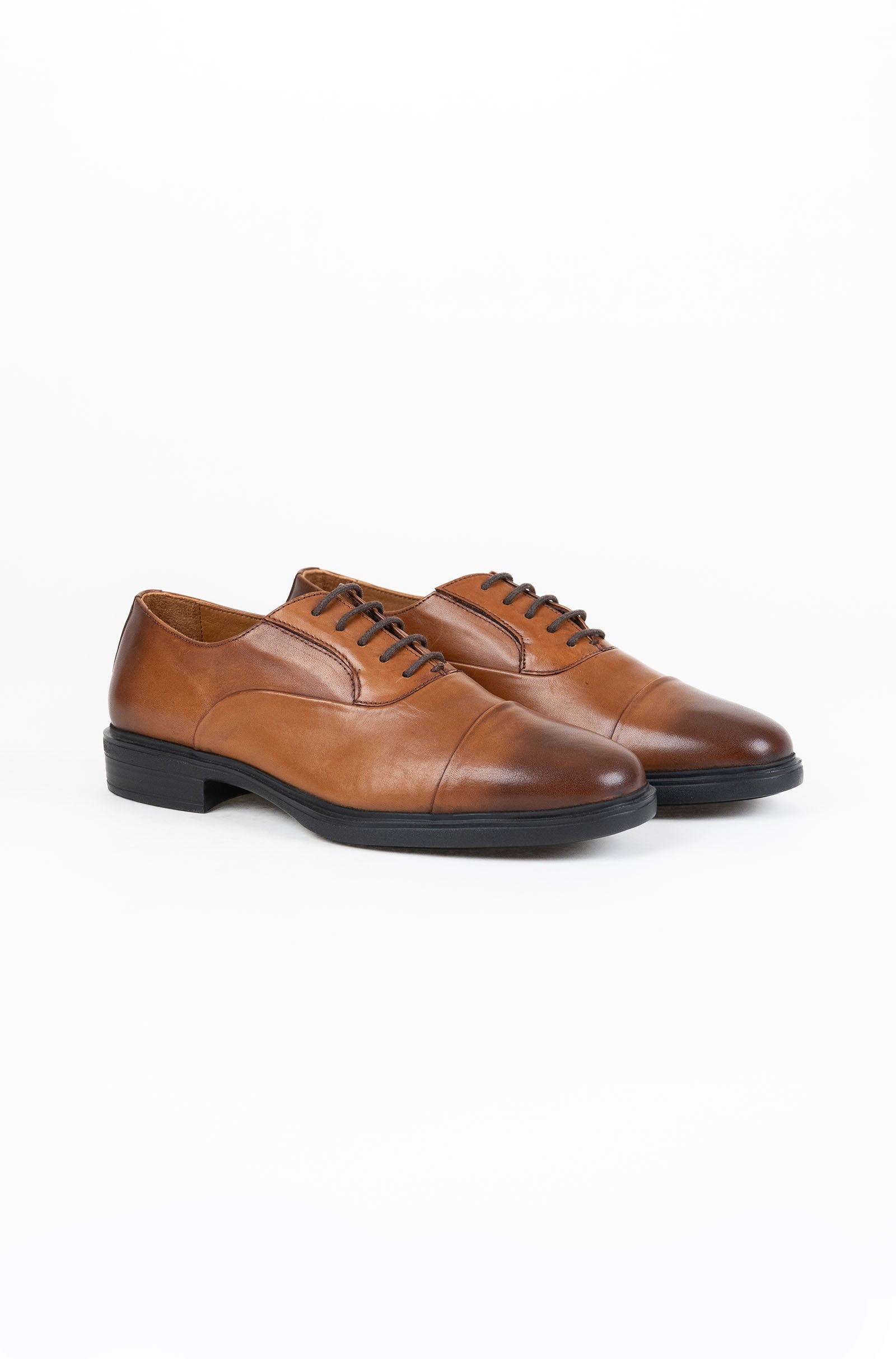 Leather Oxford Rounded Toe Cap Formal Shoes